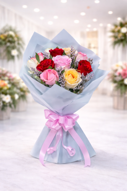 Elegant 10 Mixed Rose Bouquet (Pastel Harmony)