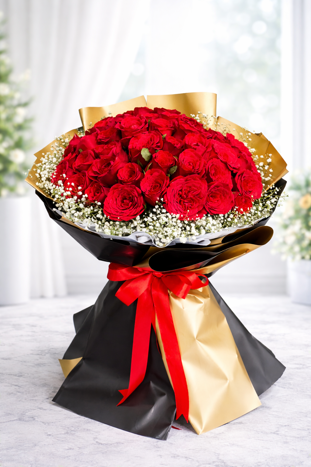 Elegant love bouquet of roses